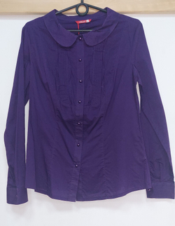 Блузка блуза рубашка кофта хлопковая ситцевая ситец женская бежевая капучино хаки Пеликан Pelican размер М M 48 по фигуре классика FWJN0714