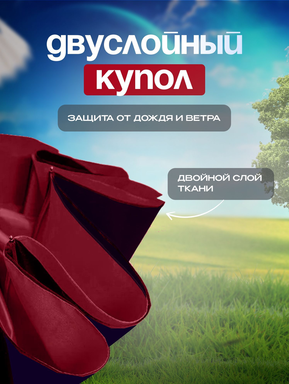 Зонт автомат c системой антиветер женский и мужской большой купол 10 спиц. Цвет синий.