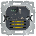 Розетка СП BRITE РЮ11-2-БрАБ USB A+C 45Вт высокоскор. заряд. арктич. бел. IEK BR-U22-045-K91