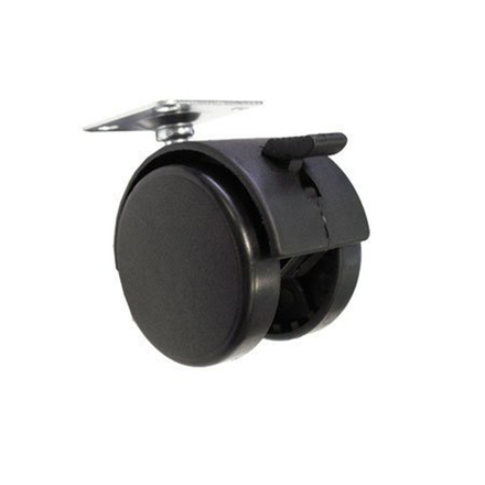 Опора колёсная D50 чёрная, на площадке со стопором TWPB-50