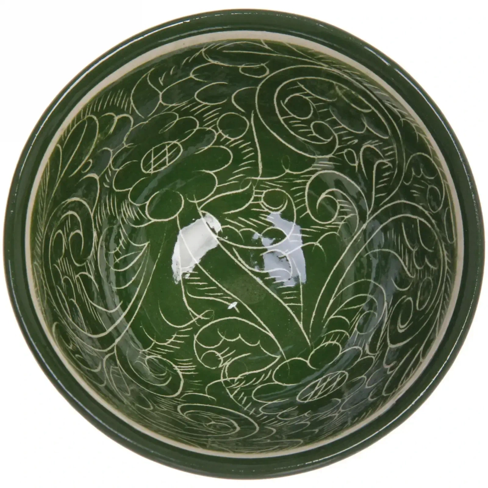 Пиала большая 11*4,5см зеленая Риштанская Керамика