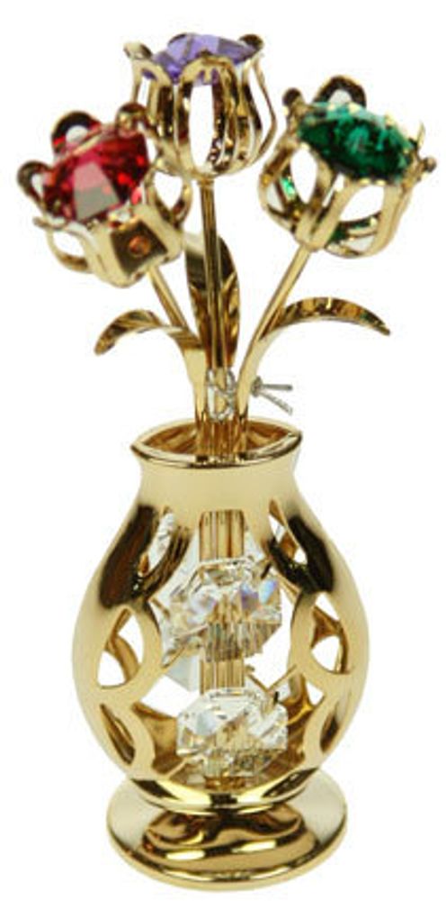 Фигурка декоративная Ваза с букетом с кристаллами Swarovski, 7х11 см