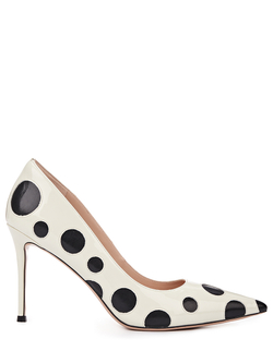 Женские туфли кожаные белые в горох