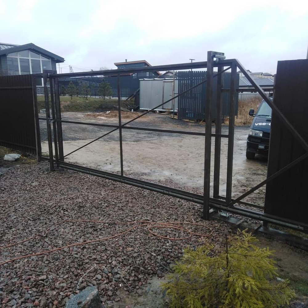 Откатные ворота (каркас под зашивку) + Калитка с подготовкой под автоматику. в Вартемягах.