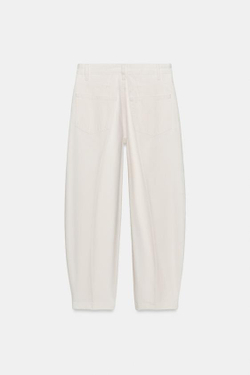 ZARA ДЖИНСЫ ZW COLLECTION BARREL С ВЫСОКОЙ ПОСАДКОЙ, БЕЛЫЙ