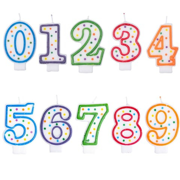 Свечи-цифры «Горошек» цветной двухсторонний рисунок, 7,6 см