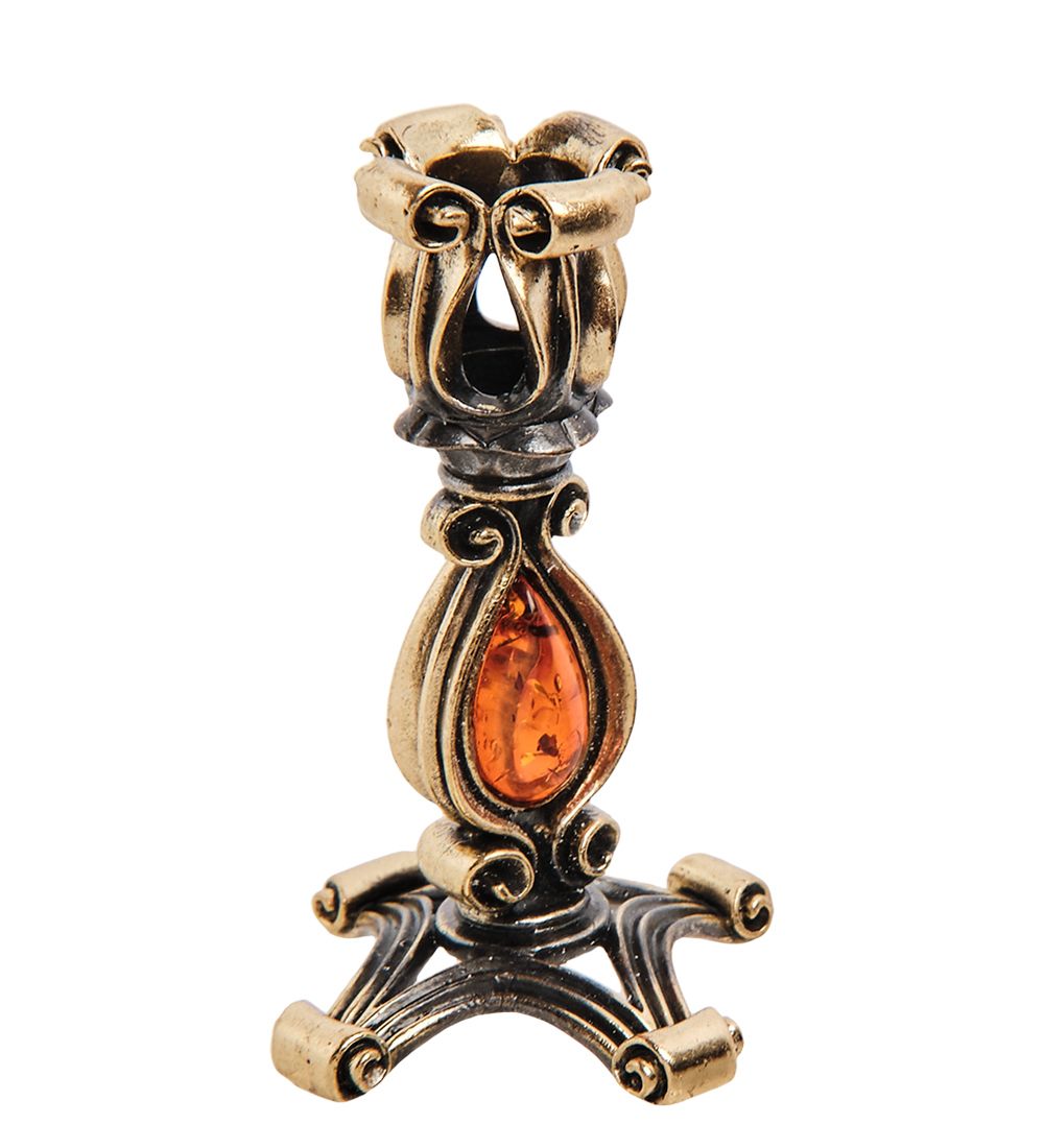 Народные промыслы AM-2973 Подсвечник «Капля» (латунь, янтарь)