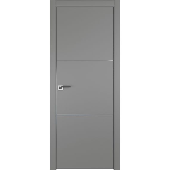 Фото межкомнатной двери экошпон Profil Doors 102E грей с алюминиевым молдингом матовая алюминиевая кромка с 4-х сторон