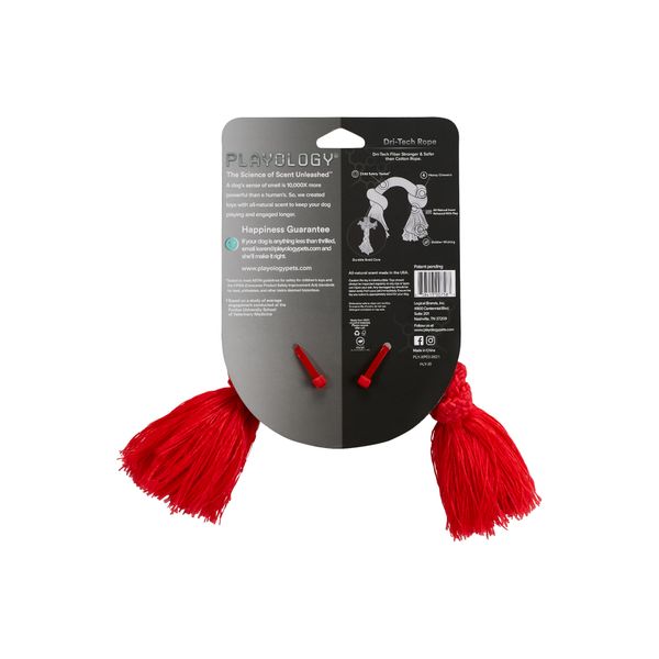 Жевательный канат Playology DRI-TECH ROPE для собак мелких пород с ароматом говядины, маленький, цвет красный