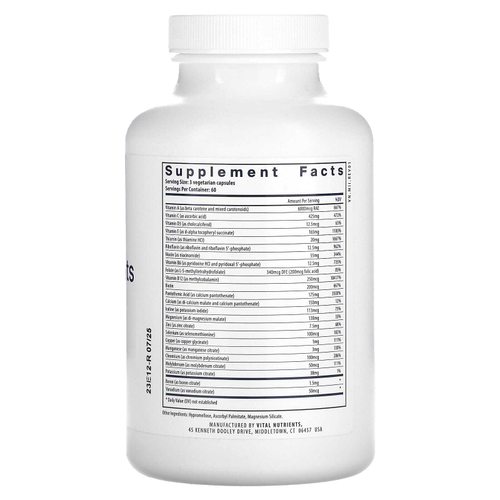 Vital Nutrients, Мульти питательные вещества цитрат / малат (с медью и без железа), 180 вегетарианских капсул