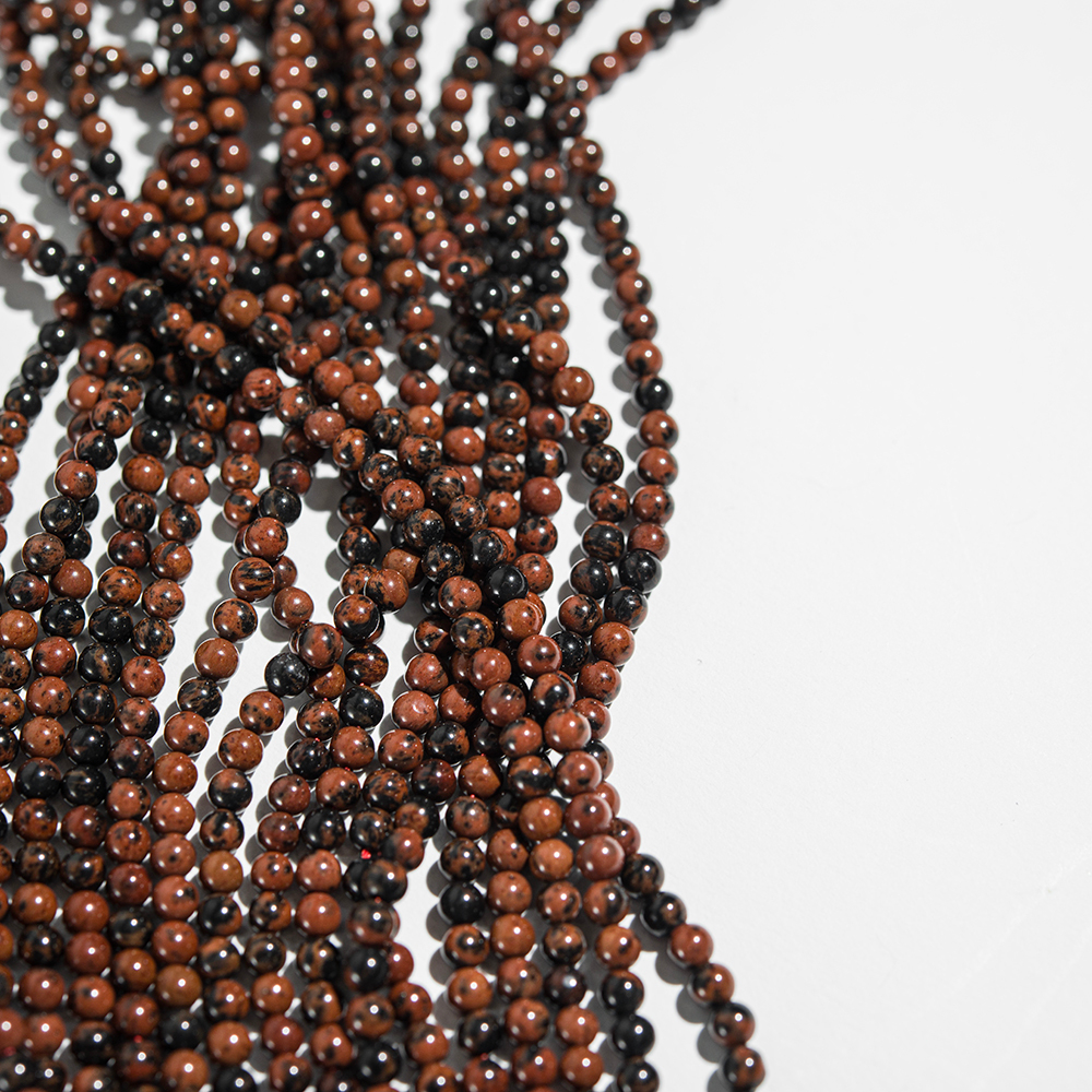 Обсидиан махагон натуральный, бусины в форме шара, 3,4мм