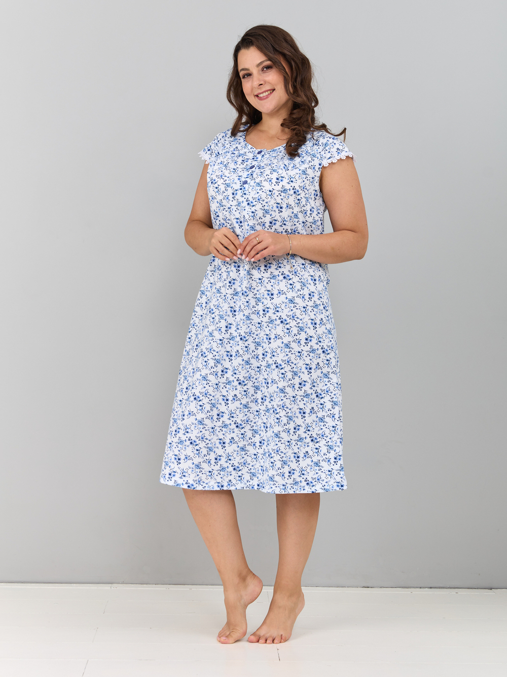 Ночная сорочка С-007/белый-букетик