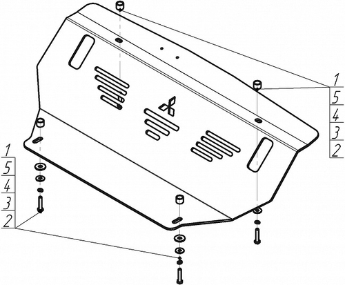 Защита Радиатора, Интеркулера. 5 мм, Алюминий. для Mitsubishi Pajero 2006-2020 MOTODOR.31302