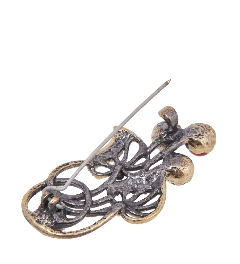 AM-4107 Брошь «Кувшинки» (латунь, янтарь)