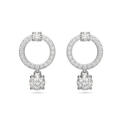 Constella hoop earrings Round cut, White, Rhodium plated