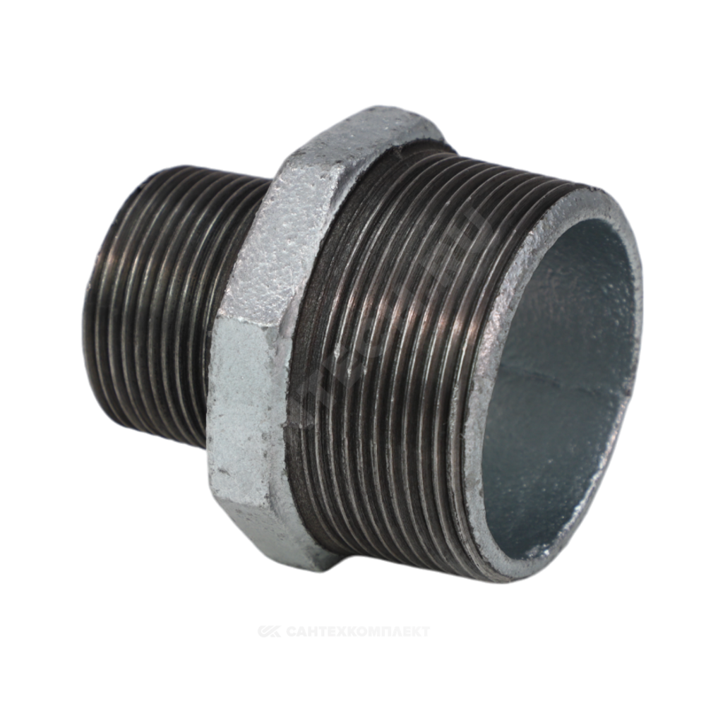 Ниппель переходной чугун оц Ду 40х32 (1 1/2"х1 1/4") НР Fittex PLUS