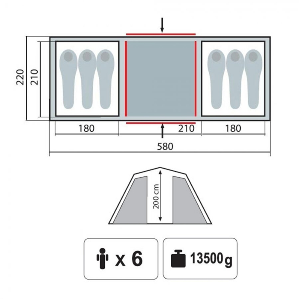 Tramp двухкомнатная палатка Brest 6 V2, зеленый