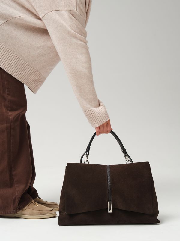 Замшевая сумка сэтчел Colette DBR 31349 черный каштан