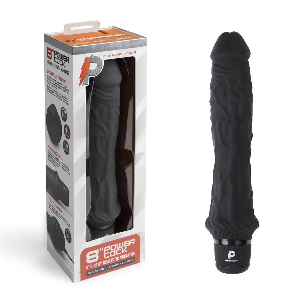 Черный вибратор-реалистик 8 Girthy Realistic Vibrator - 24,5 см. (Цвет: черный)