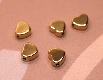 Бусина сердце 7х6 мм позолота