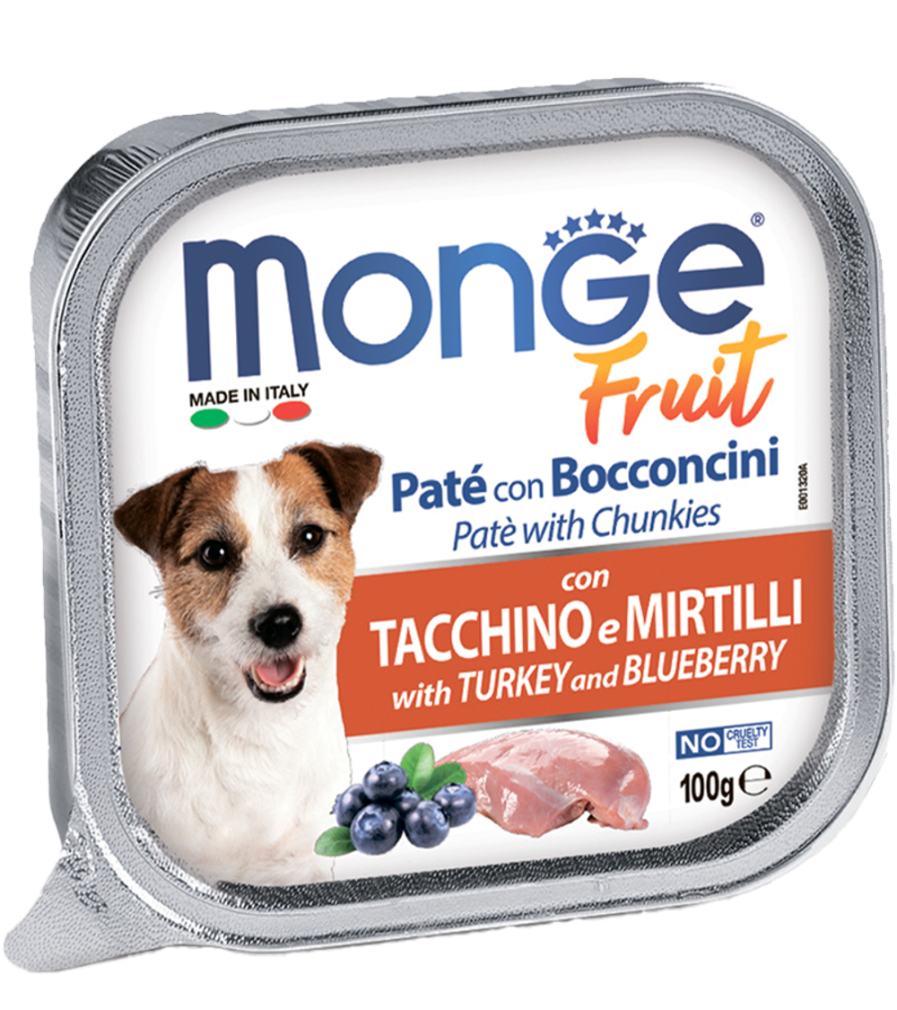 Монж Dog Fruit консервы для собак индейка с черникой 100гр.