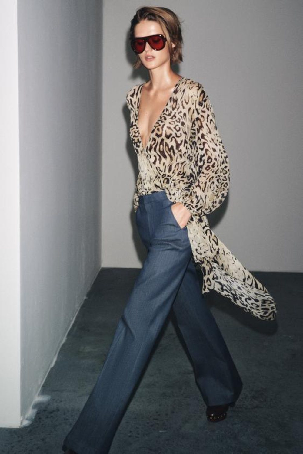 ZARA БРЮКИ В СТИЛЕ МИНИМАЛ — ZW COLLECTION, СИНИЙ