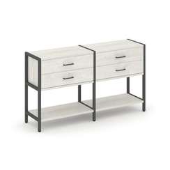 Shelf System Двухсекционный стеллаж двухярусный с ящиками SN.STM-222 Дуб Наварра/Металл Антрацит 159