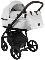 Детская коляска Roan Esso Кожа 3 в 1 с автокреслом Pituso Santiso Pro ESSK/215/1 White/Black/руч.Тем.коричневый