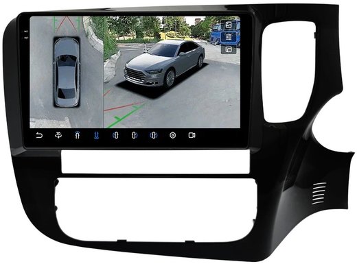 Магнитола Mitsubishi Outlander 3 2012-2021 (правый руль) - FarCar BX9-360-7263R9 монитор 9.5" 2K QLED на Android 13, 6Гб+128Гб, CarPlay, 4G SIM-слот, 4 камеры в комплекте