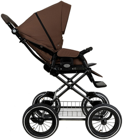 Детская коляска Roan Bass Next Classic d12 2.0 3 в 1 с автокреслом Tutis Elo Lux EduSky Black BNC/81/2 Mocha Mousse/Black/руч.Cappuccino