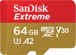 Карта памяти SanDisk Extreme microSDXC 64 ГБ Class 10, V30, A2, U3