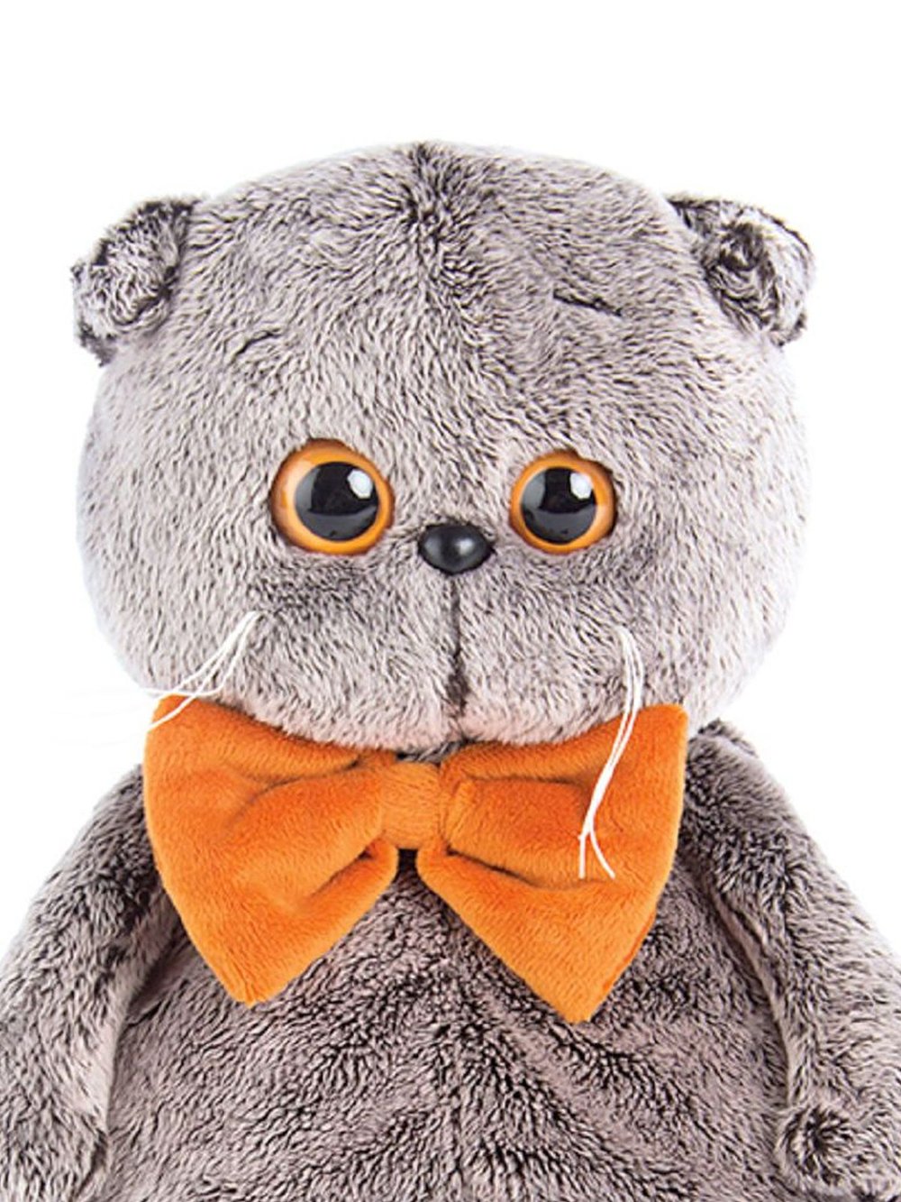 Мягкая игрушка Басик в рыжем бархатном банте 19см