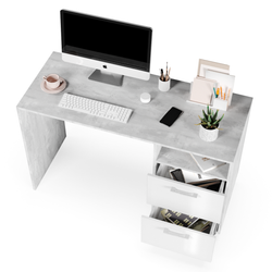 Стол письменный Ст-3 (НГ) ЭГО 130х53х81 Бетон Светлый/Белый Глянец Дисконт (Невозвратный товар!)