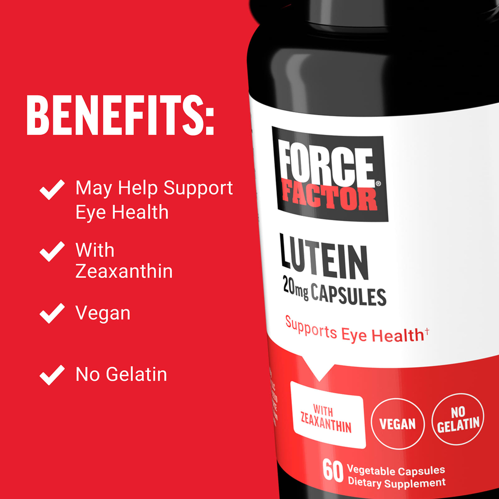 Force Factor, лютеин, 20 мг, 60 растительных капсул