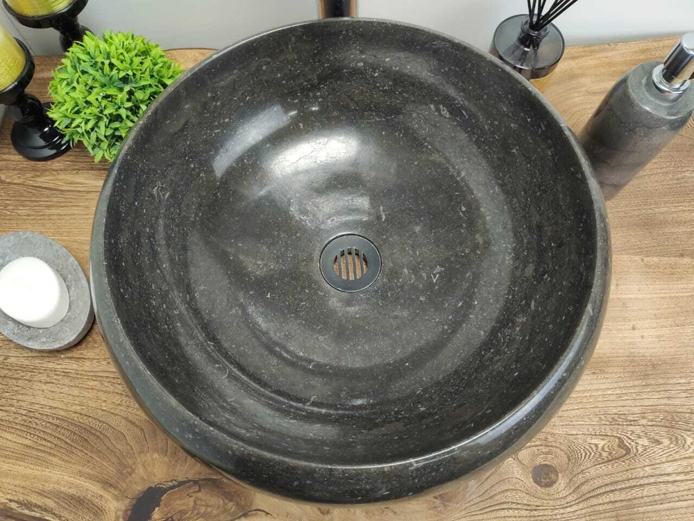 Раковина из мрамора Donut Black Medium DM-60345 45*45*15