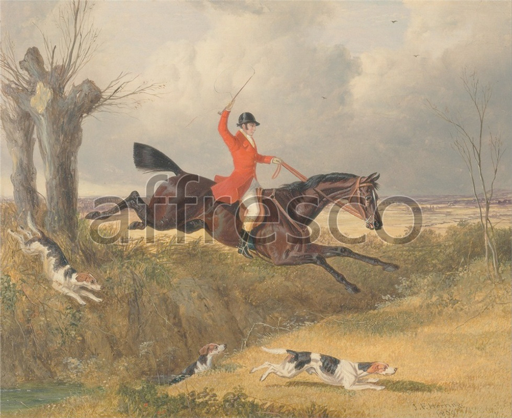 Фреска John Frederick Herring, Foxhunting Clearing a Ditch