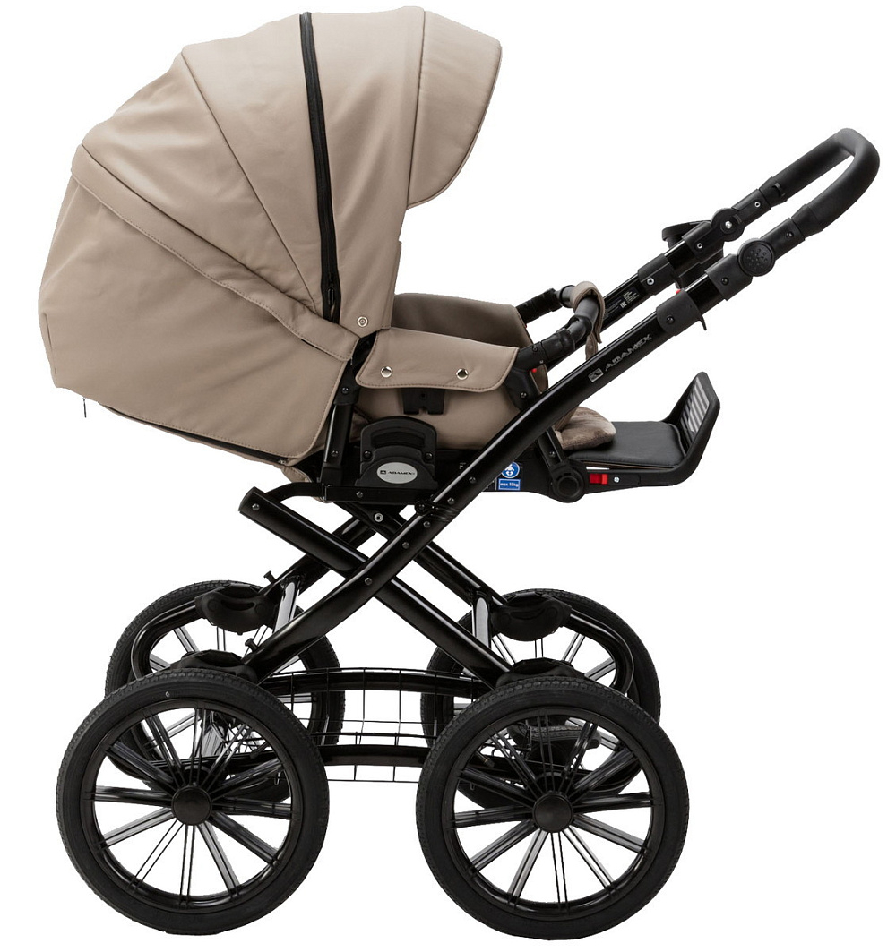 Детская коляска Adamex Chantal Retro Deluxe 3 в 1 C-SA09 (Т.БЕЖЕВАЯ КОЖА)