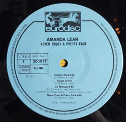 Винтажная виниловая пластинка LP Amanda Lear Never Trust A Pretty Face (France 1979)