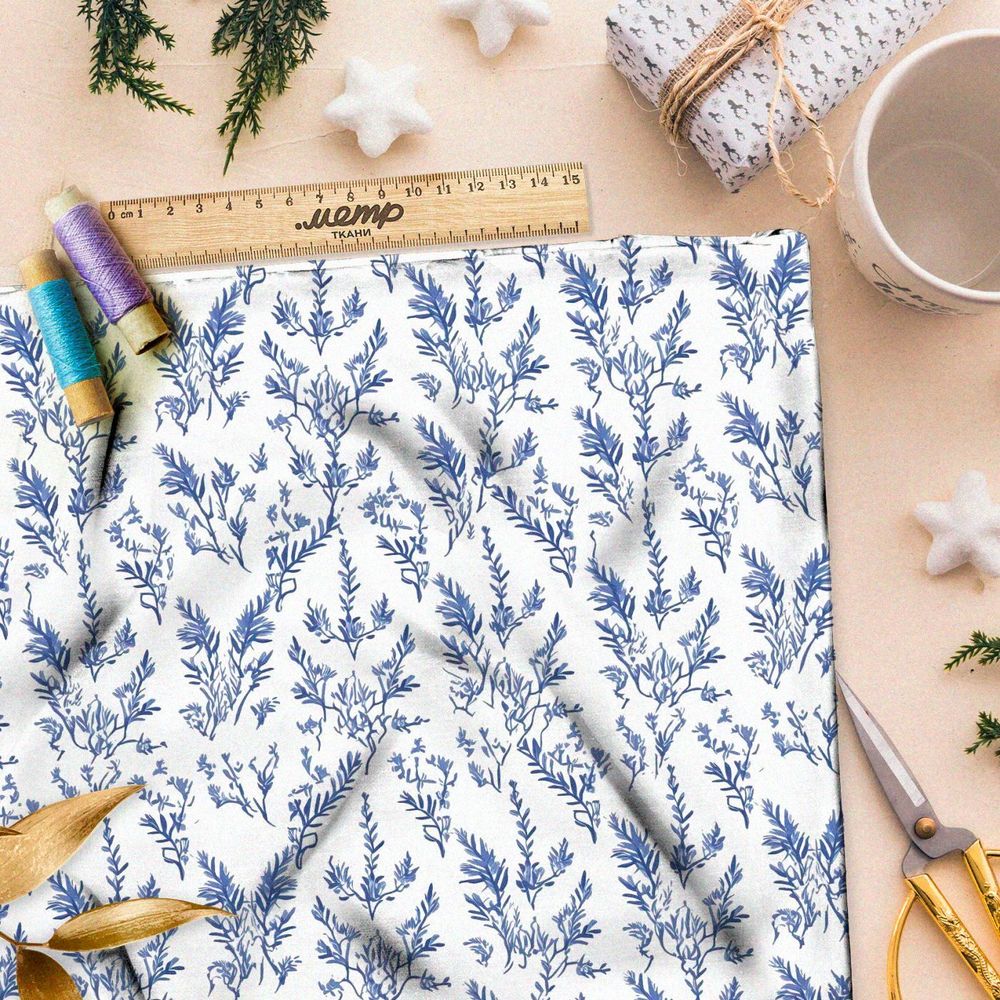 Ткань премиум шелк искусственный Армани мелкие полевые цветы