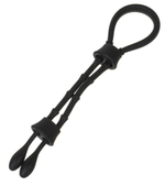 Черное эрекционное лассо с 2 зажимами для утяжки (Цвет: черный)