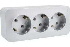 Розетка Systeme Electric BLANCA с заземлением тройная накладная алюминий 30885
