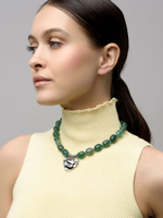 Колье "Crumpled Heart" Авантюрин Silver