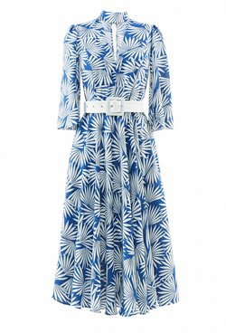 Платье до колена с поясом и с широким рукавом 30-02-20 SS