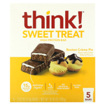 Think !, Sweet Treat, батончик с высоким содержанием протеина, бостонский кремовый пирог, 5 батончиков, 57 г (2,01 унции)