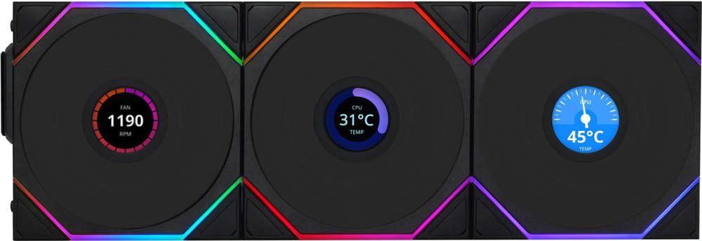 Вентилятор LIAN LI UNI FAN TL120 LCD Wireless 3x120, G99.12TLLCD1W3B.00 черный