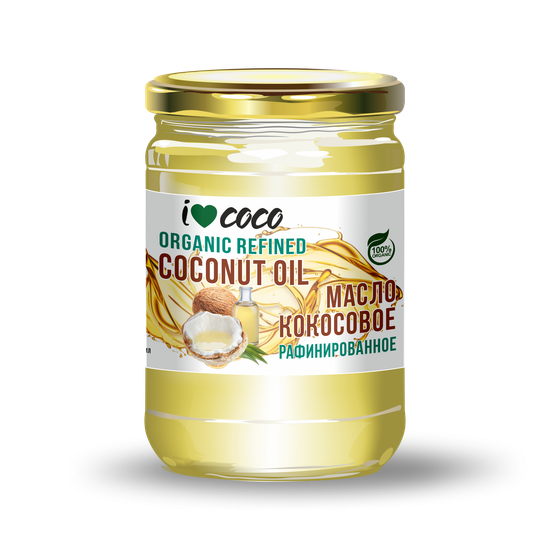Масло кокосовое для жарки, рафинированное (organic) I❤COCO, ст. б, 500мл, Шри-Ланка
