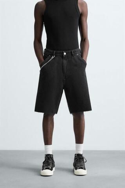 ZARA ДЖИНСОВЫЕ ШОРТЫ, ЧЕРНЫЙ