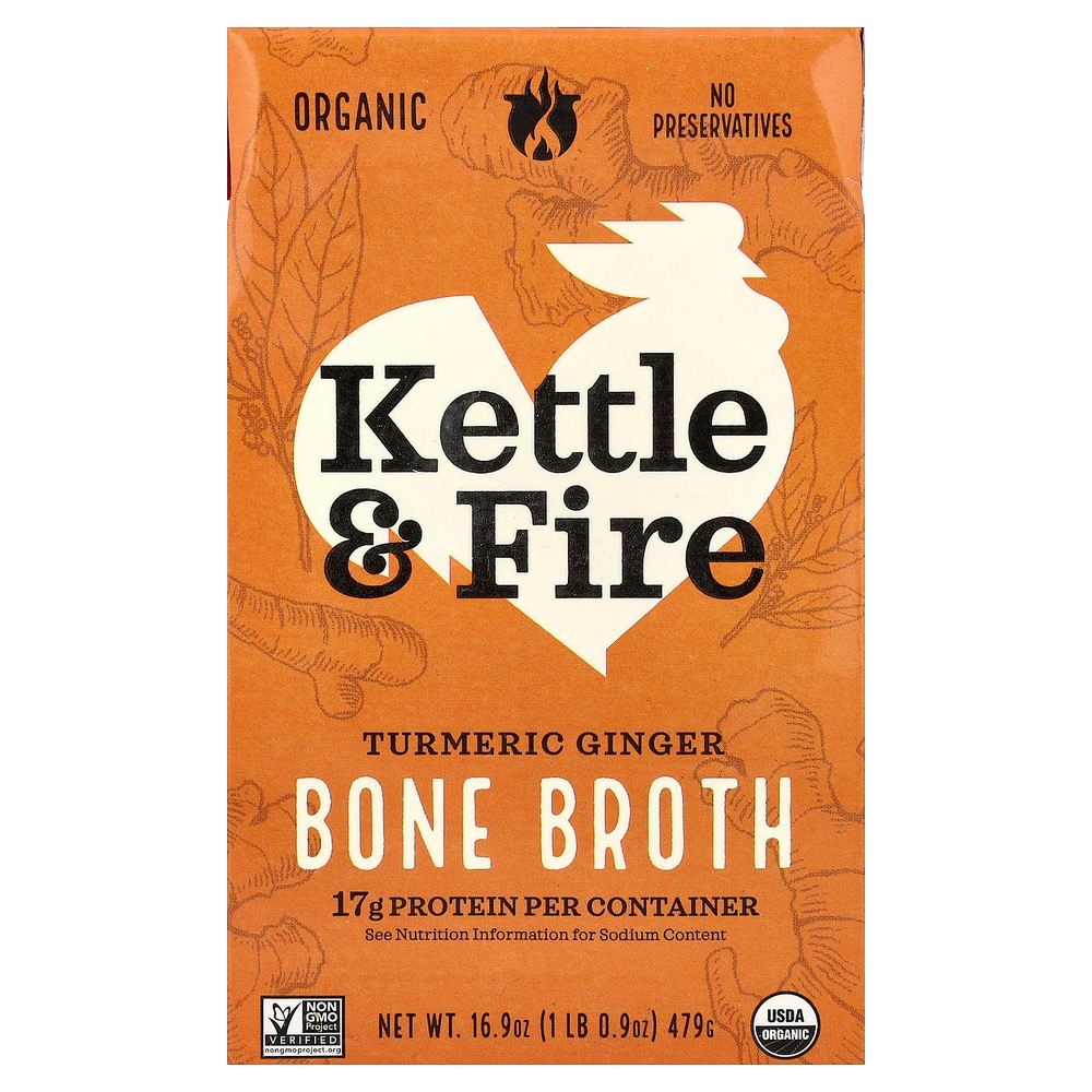 Kettle & Fire, костный бульон, куркума и имбирь, 479 г (16,9 унции)