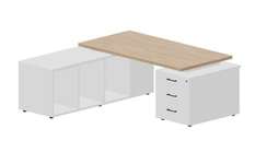 Стол на опорной тумбе 3 ящика и опорной сервисной тумбе (левый) 180(+30/45/60)х180х73.5см л