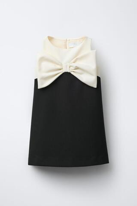 ZARA ПЛАТЬЕ С БАНТОМ, ЧЕРНЫЙ